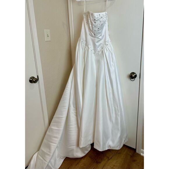 Mori Lee NEW size 12 strapless bridal wedding dress with train - Picture 3 of 16